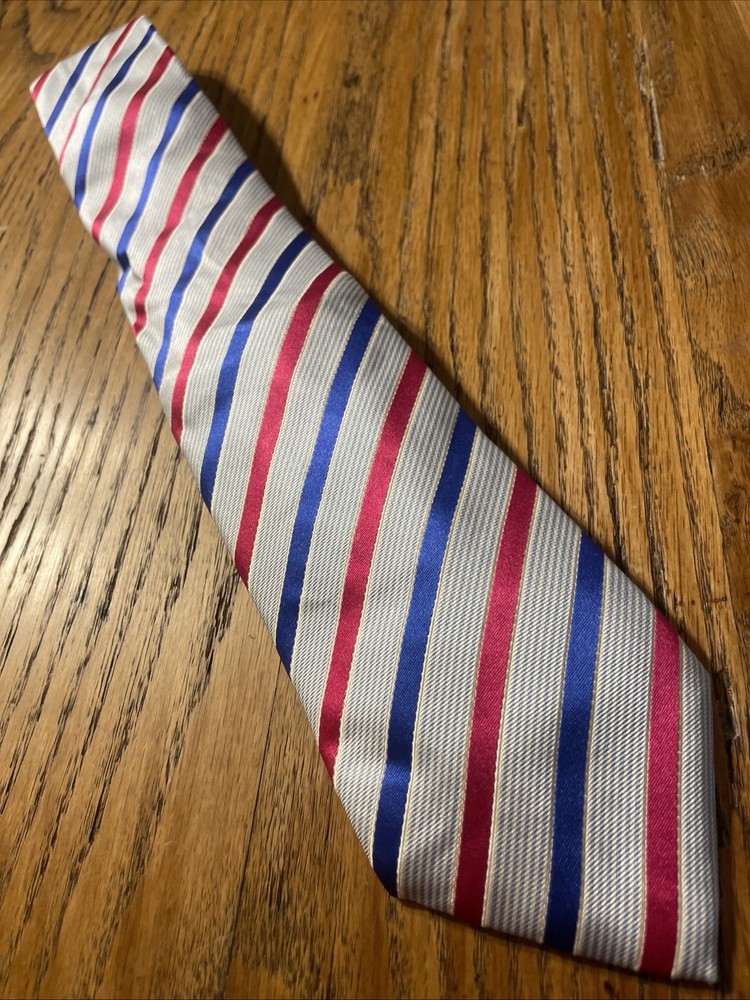 RECENT euc Charles Tyrwhitt Thick Woven Silk Tie Striped Made In England UK