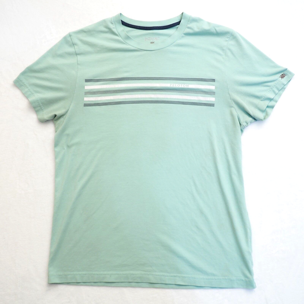 Rhone X Peloton T-Shirt Men’s L Green Striped Short Sleeve Stretch Performance