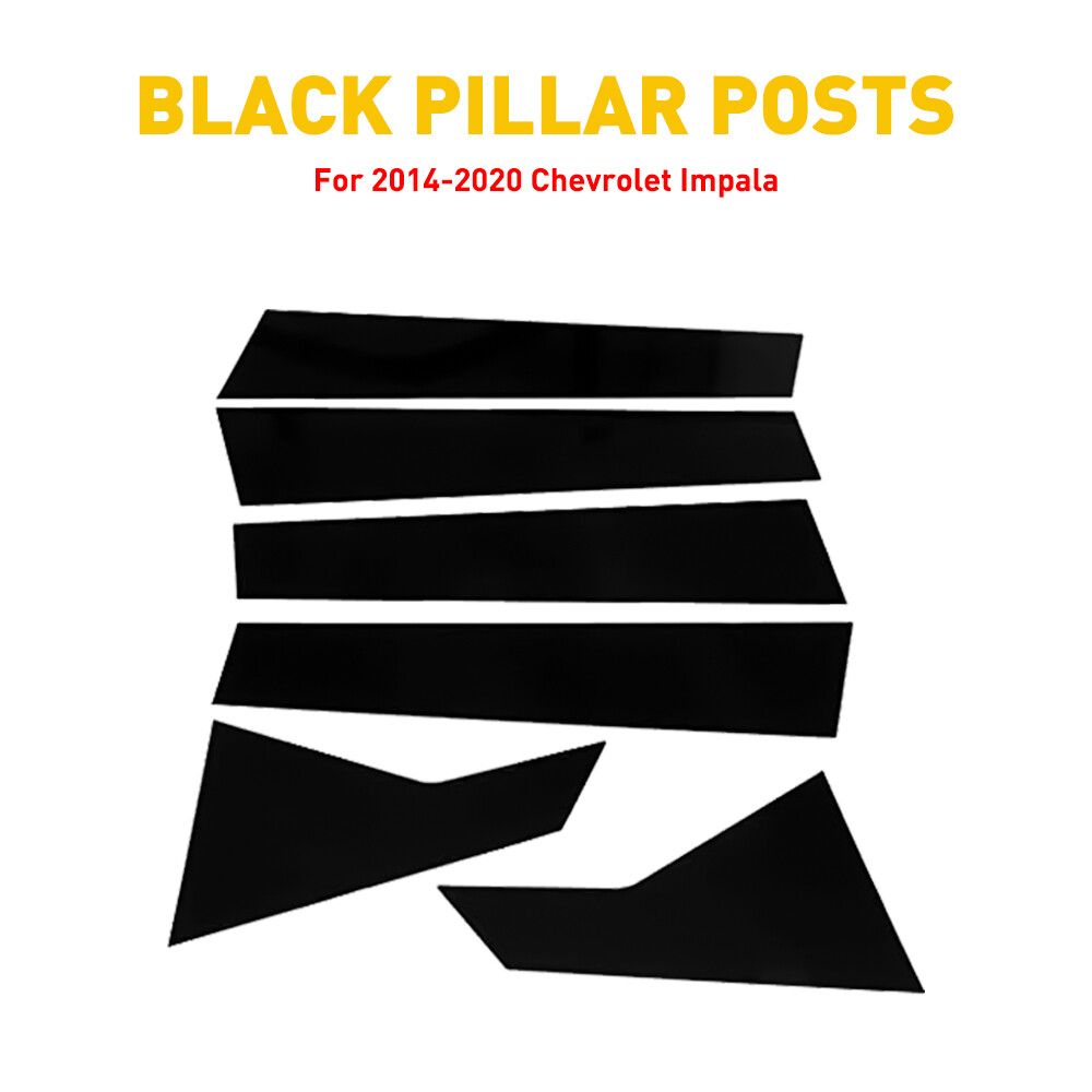 6pcs Gloss Piano Black Pillar Post Door Trim Cover For 2014-2020 Chevy Impala I