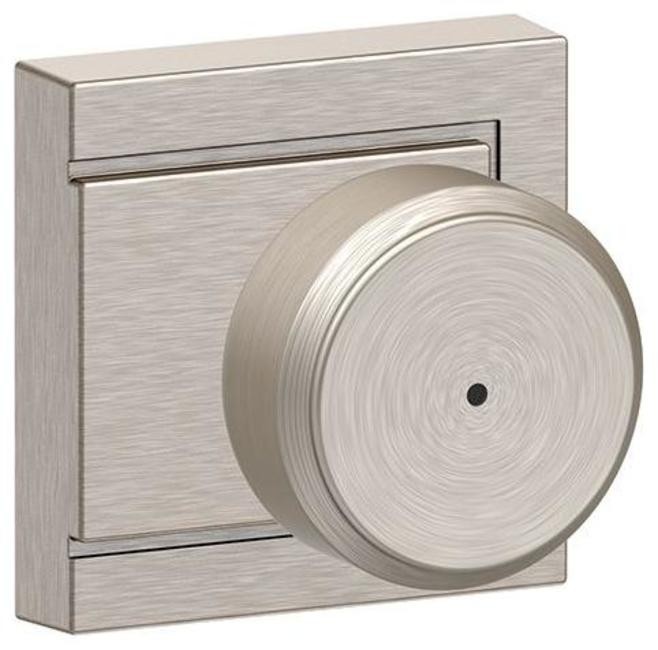 Schlage Bowery Privacy Door Knob Set in Bright Nickel F40-BWE-ULD