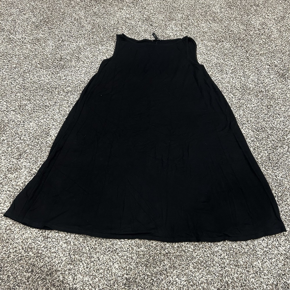 Eileen Fisher Sleeveless Dress M Black Quiet Lux Minimalist Layering
