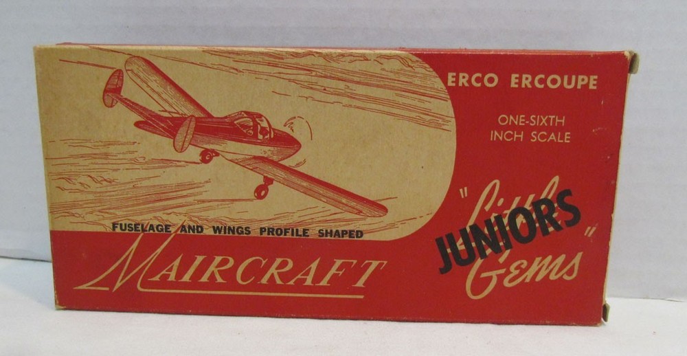 MAIRCRAFT LITTLE GEMS ERCO ERCOUPE 1940's BALSA WOOD AIRPLANE KIT UNBUILT G-4