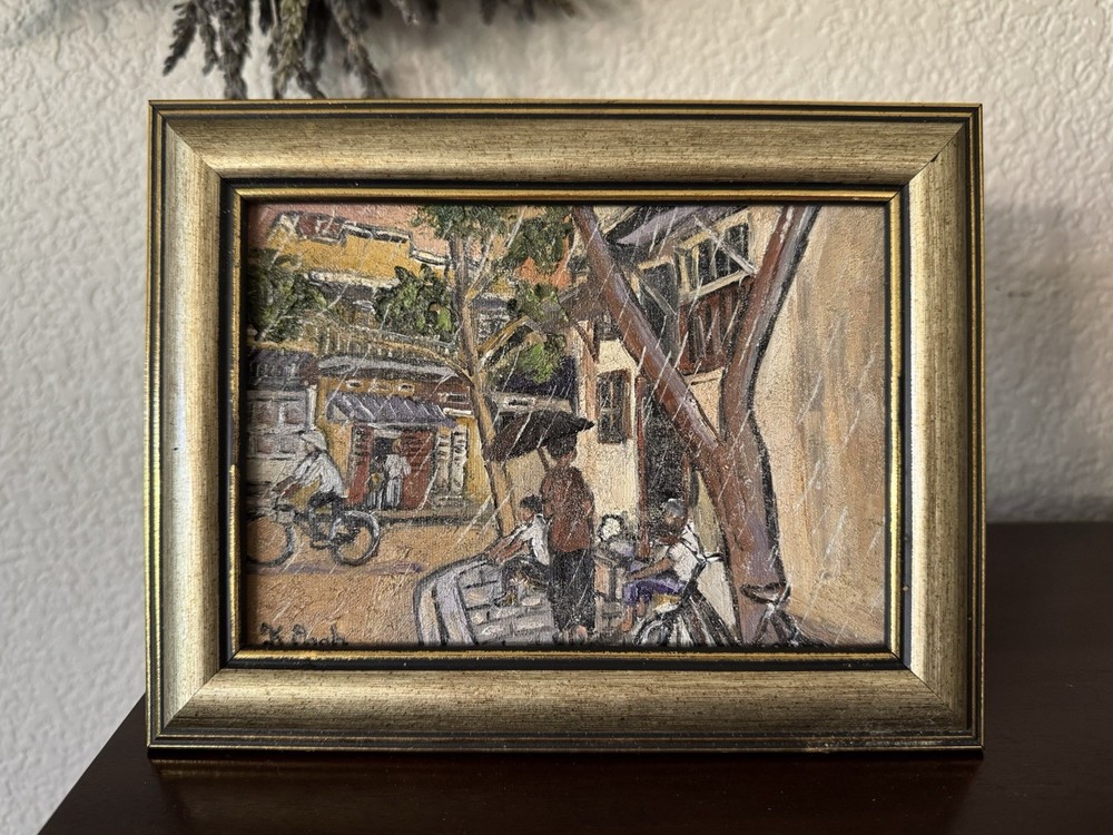 ORIGINAL OIL PAINTING VIETNAMESE LANDSCAPE THE OLD SÀI GÒN SIGNED FRAMED 5x7