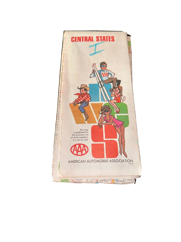 Vintage 1971 AAA Western States State Highway Travel Road Map Colorful