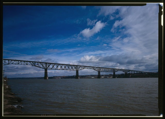 SOUTH SIDE OF BRIDGE AS SEEN FROM WEST BANK - Poughkeepsie Bridge, Spanning