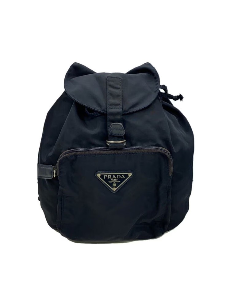 Prada Nylon Backpack Navy Blue Solid Color Made in Japan