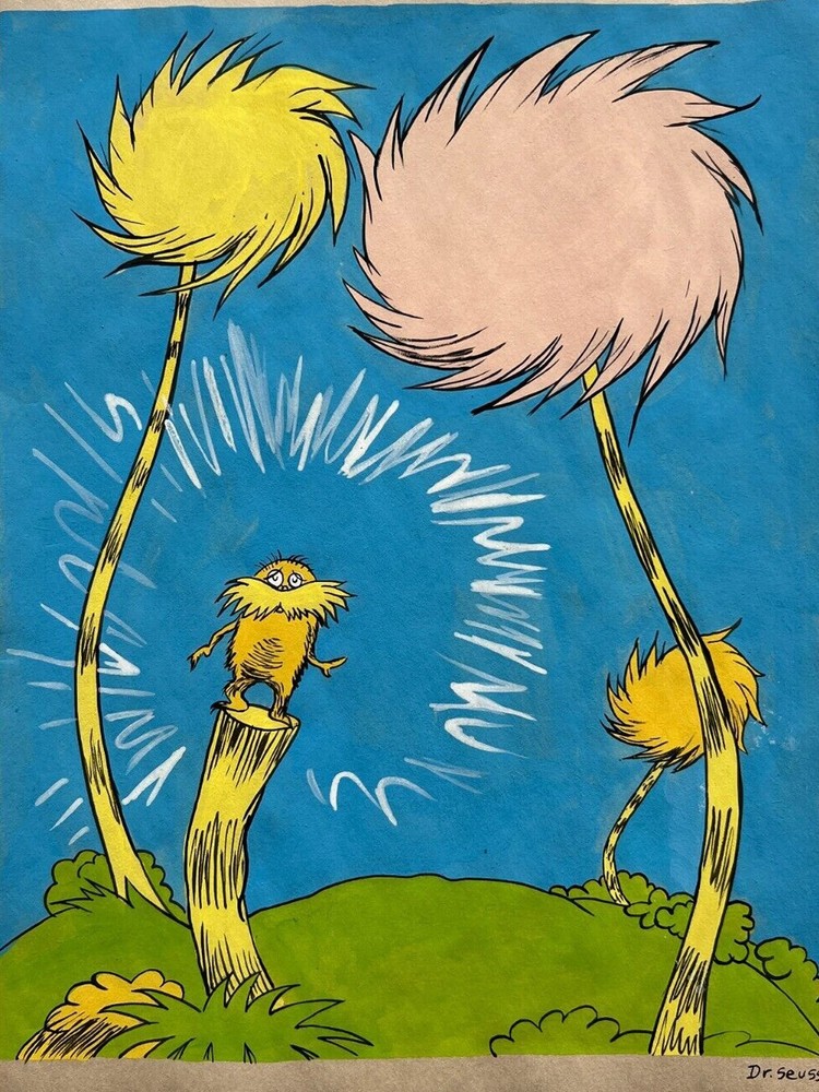 Dr. Seuss COA Art Drawing Painting Vintage Handmade Signed Original Paper
