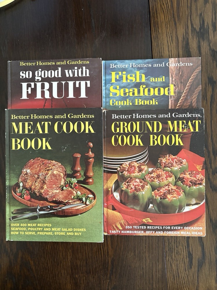 Vintage Better Homes Gardens Cookbooks Lot 2 Meat, Seafood, Fruit 4 Books
