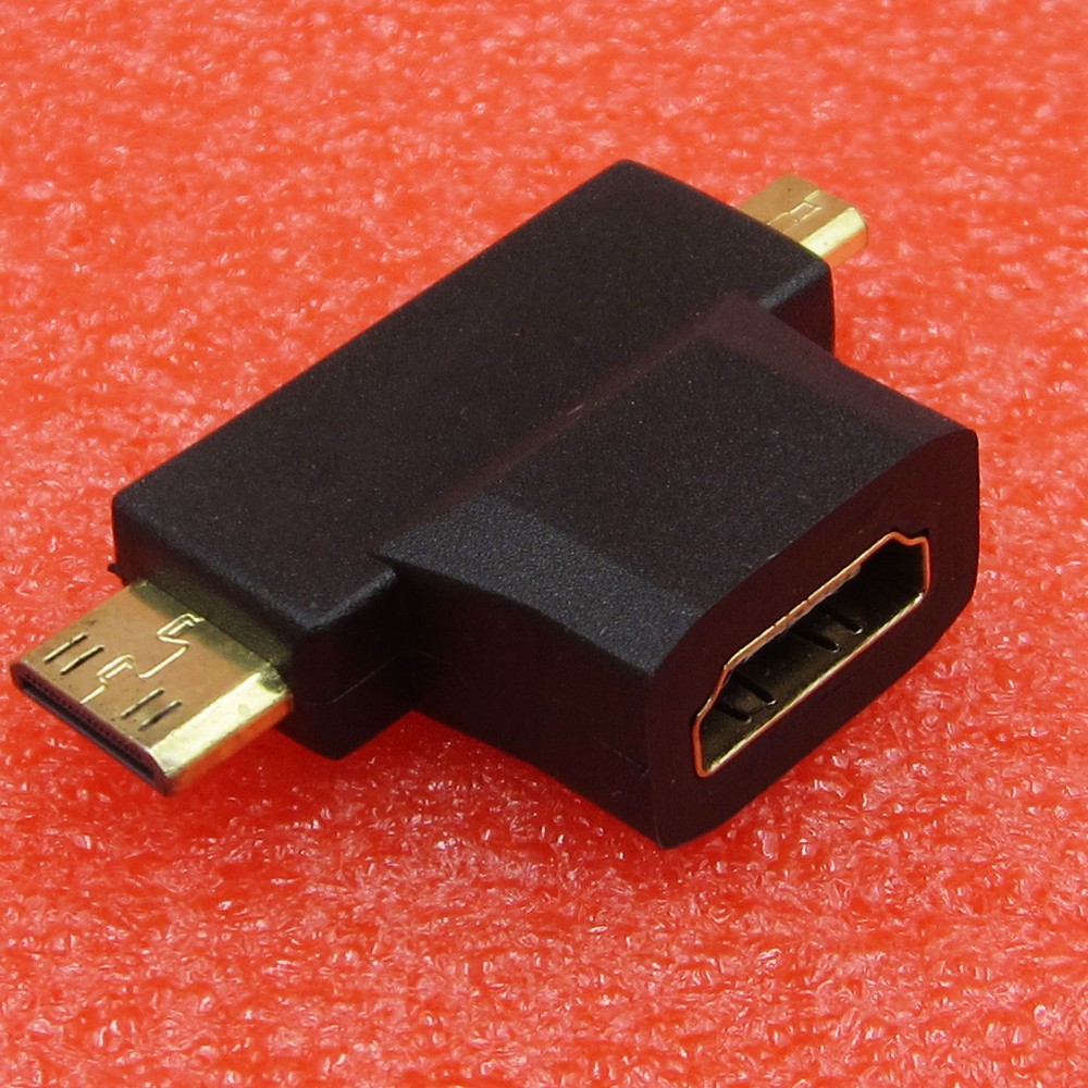 3in1 HDMI Female to Mini HDMI Male + Micro HDMI Male Adapter Connector Black NEW