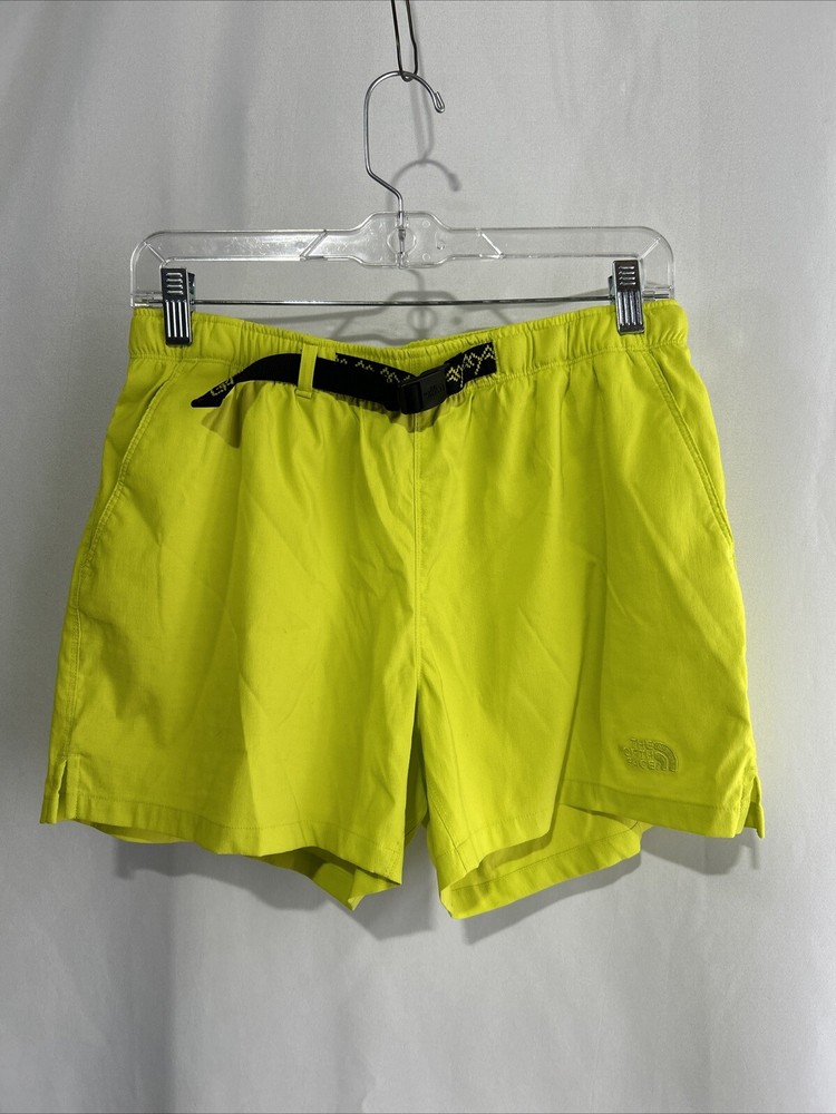 The North Face Shorts Womens M Belted 100% Nylon Hiking Camping Neon yellow