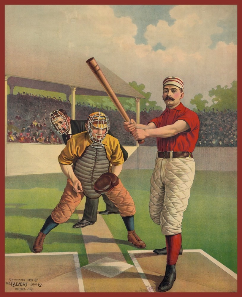 9619.Decoration Poster.Room Wall art.Home decor.1895 Batter early Baseball game