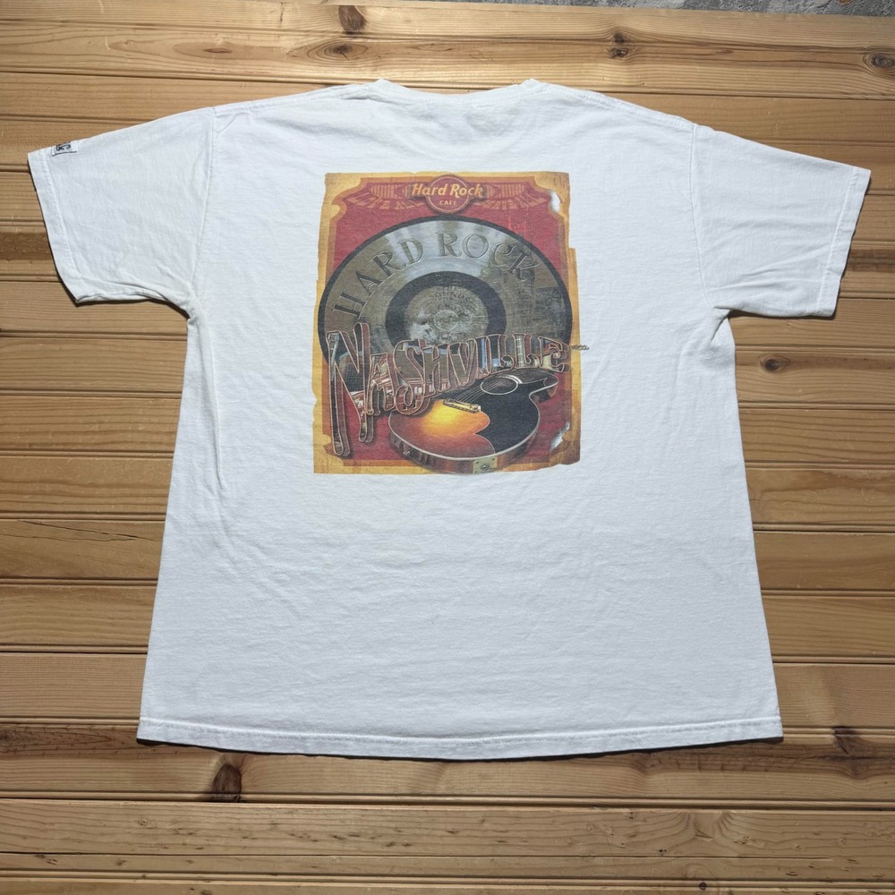 Vintage Y2K Hard Rock Cafe Nashville Tennessee Music City Souvenir T-Shirt Large
