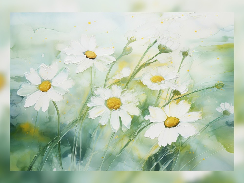 Vibrant Daisies Oil Painting Print - 5x7 Inch Artwork on Premium Matte Paper, Perfect for Home or Office Decor