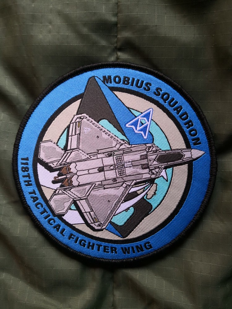Ace Combat 4, ISAF mobius, F-22 Raptor, aircraft military morale fighter patch-image