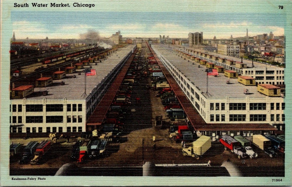 Dr Jim Stamps Postcard South Water Market Chicago Linen