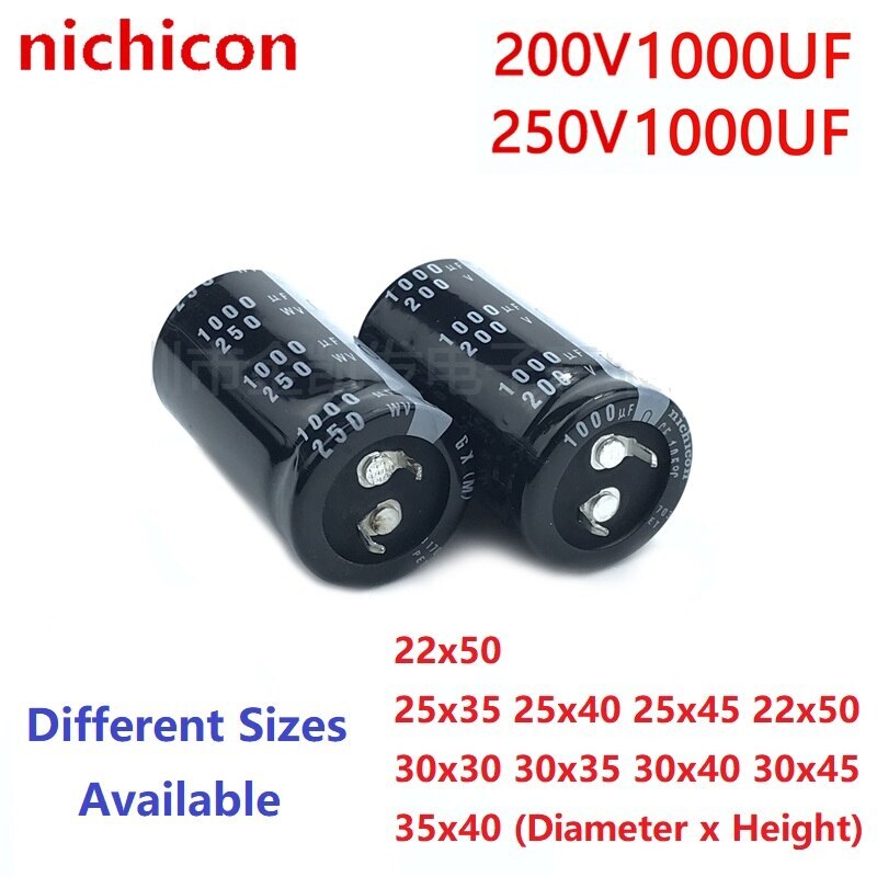 2Pcs/Lot Nichicon 1000uF 250V 1000uF 200v1000uf 250V1000UF Snap-in PSU Capacitor