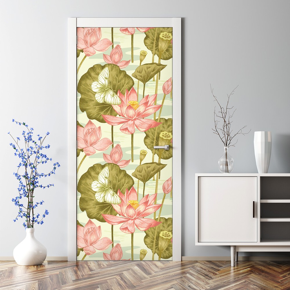 Retro Floral nature wall art flowers vintage botanical nursery Door Decal