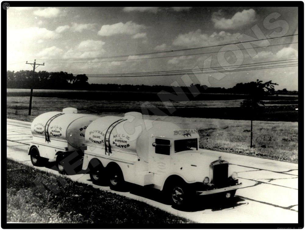 Mack Trucks AC New Metal Sign: 1938 Model HB-6 Bowman's Dairy Milk Tanker, Trlr