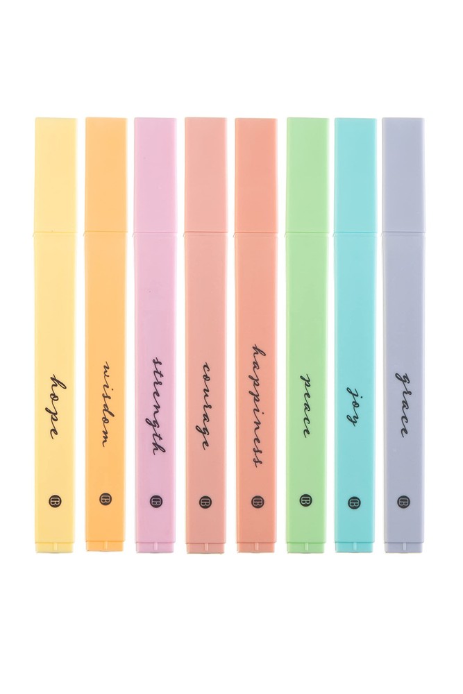 Bible Highlighters with Soft Chisel Tip, 8 Pack Assorted Colors Pens No Bleed...