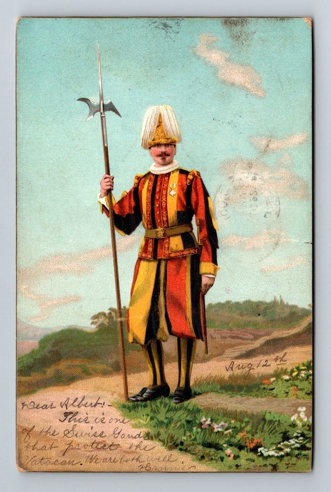 Italy- Rome Vatican City Swiss Guard Souvenir Old PC Card Vintage c1903 Postcard