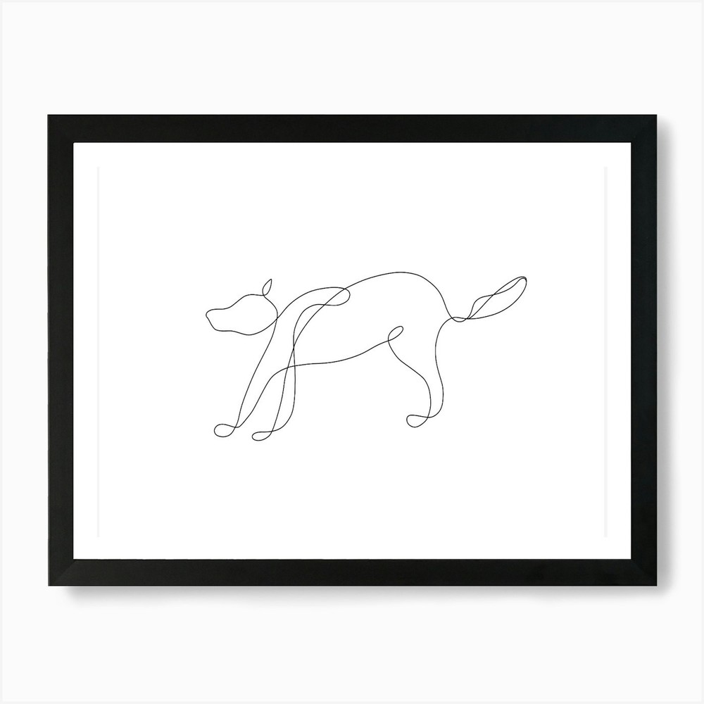 Dog Line Art Print Framed Canvas Wall Decor Picture