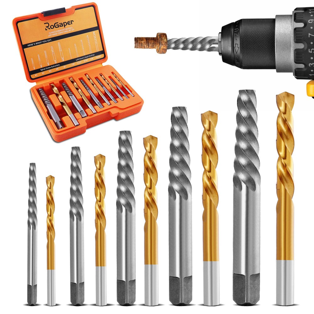 Screw Extractor and Left Hand Drill Bit Set for Bolt Removal Cobalt HSS