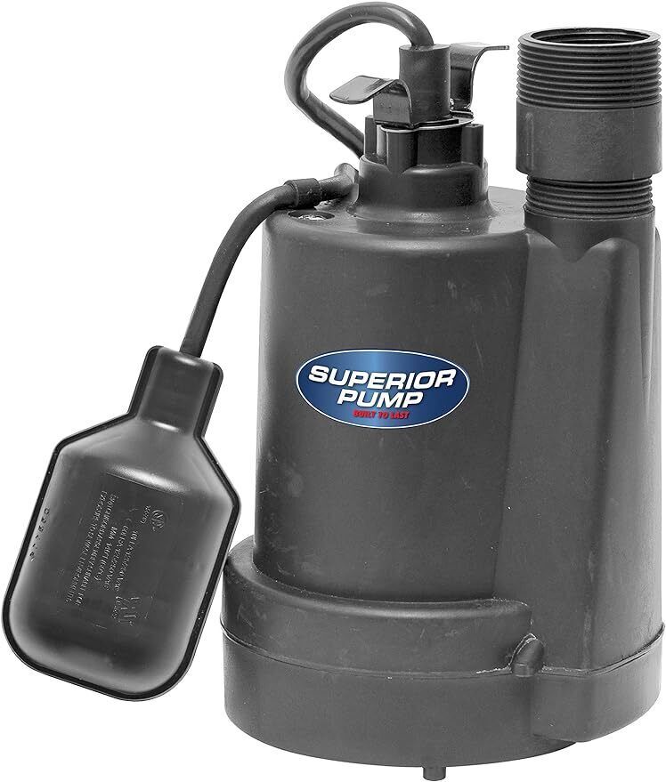 1/4-HP Thermoplastic Submersible Sump Pump with Tethered Float Switch Water Pump