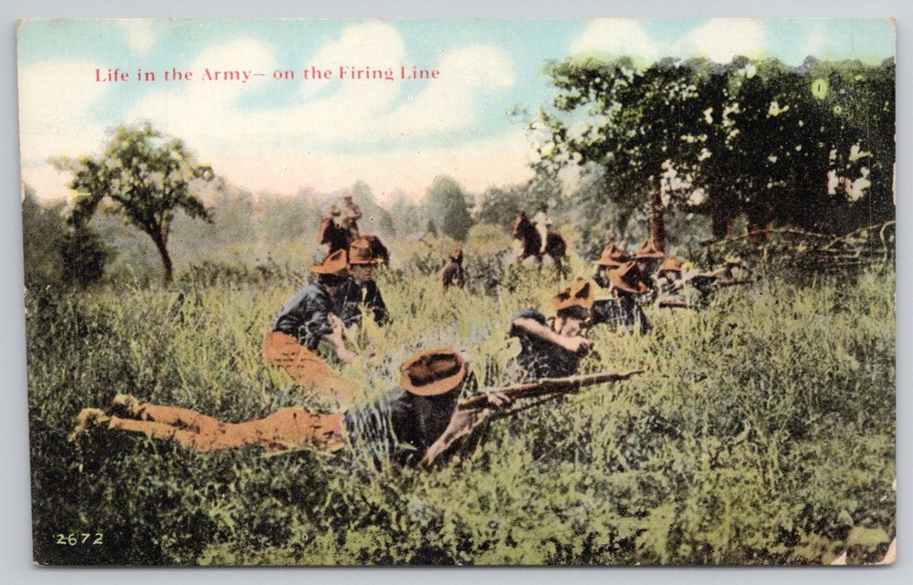 Life in the Army Firing Line Postcard H.H. Stratton Chattanooga Military WWI Era