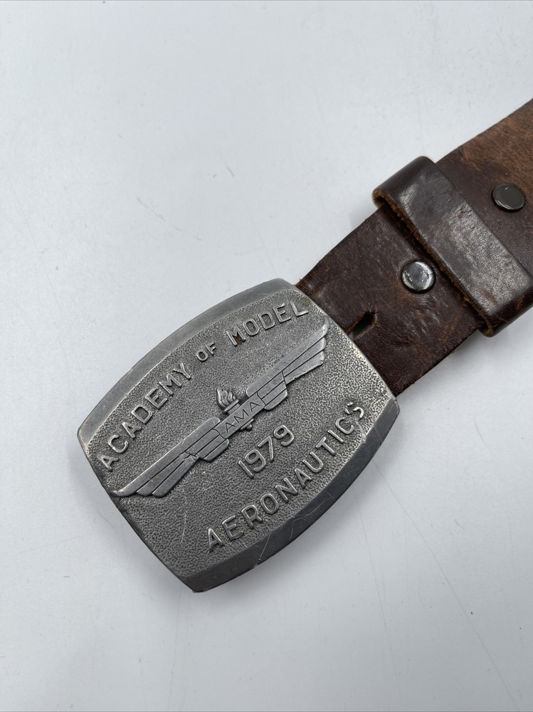 Vintage Academy of Model Aeronautics AMA Leather Belt Buckle 47”-image