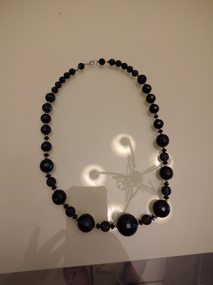 Vintage Black Bead Necklace