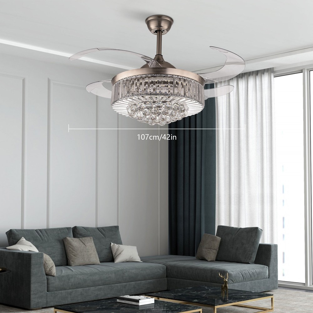 Modern Retractable Ceiling Fan with Light for US Homes