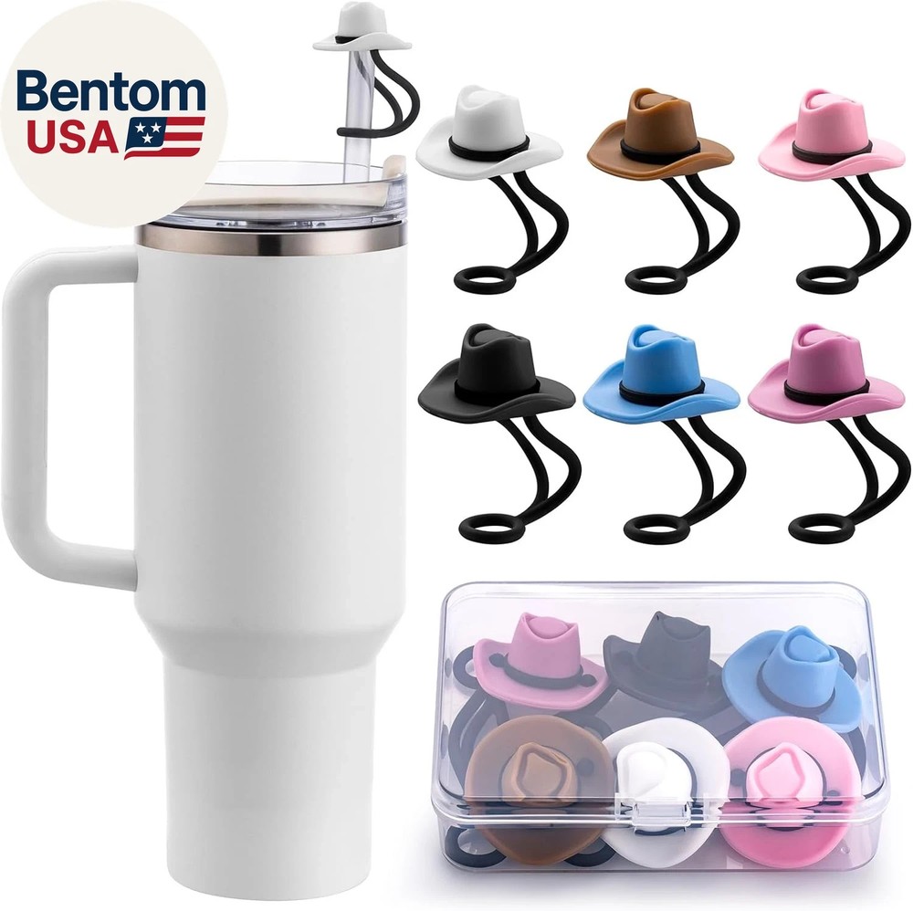 Straw Cover Cap for Stanley Cup 30 40 Oz, Silicone Straw Toppers Cowboy Hat, Tum