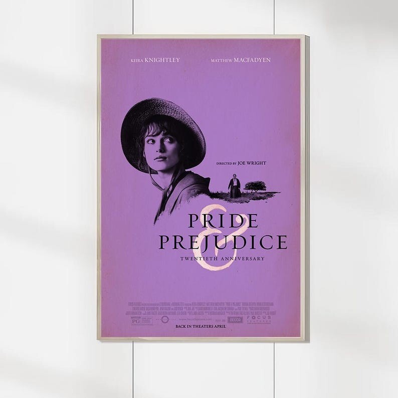 Pride and Prejudice 20th Anniversary Movie Posters, Art Prints- Movie Home Decor