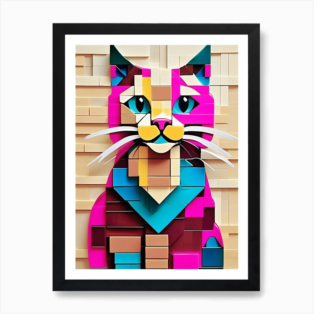 Lego Cat Art Print Framed Wall Art Poster Canvas Print Picture