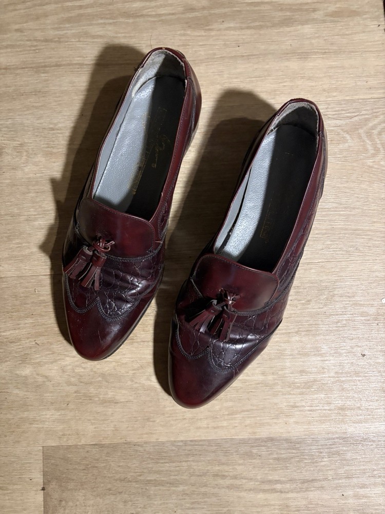 Vintage Style Men’s Burgundy Leather Tassel Loafers