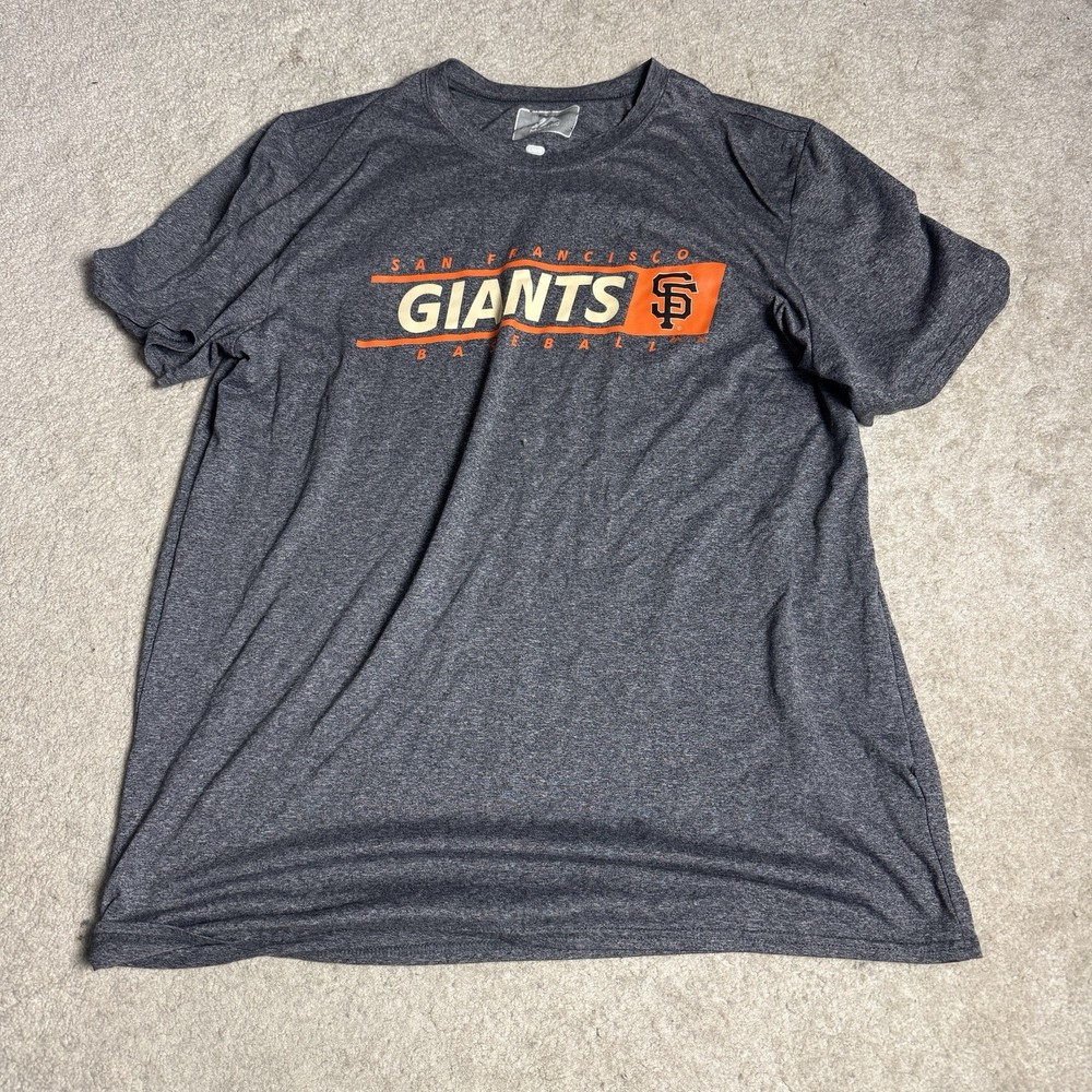San Francisco Giants Mens Crew Neck T Shirt Majestic Large Gray Baseball MLB