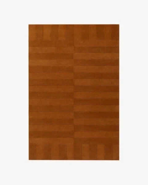 Rug Hand-Tufted Burnt Orange New Zealand wool for softness and durability