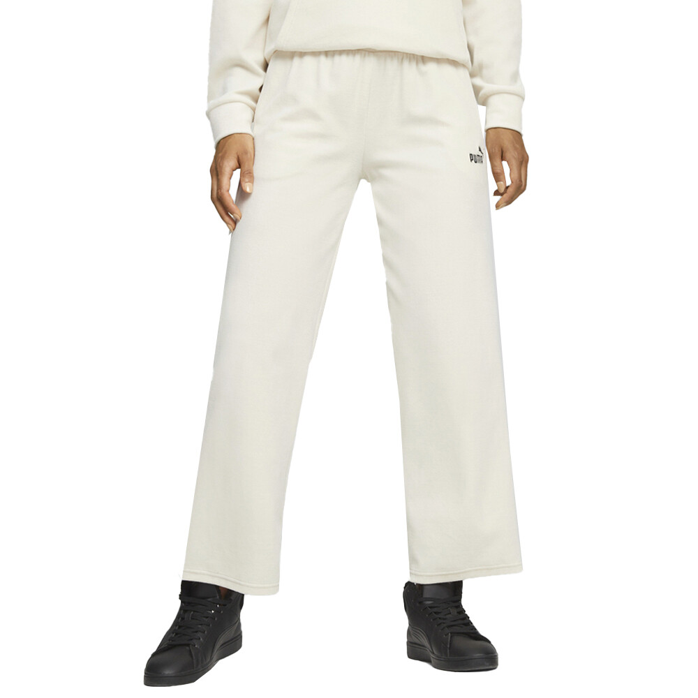 Puma Essential Elevated Velour Straight Pants Womens White Casual Athletic Botto