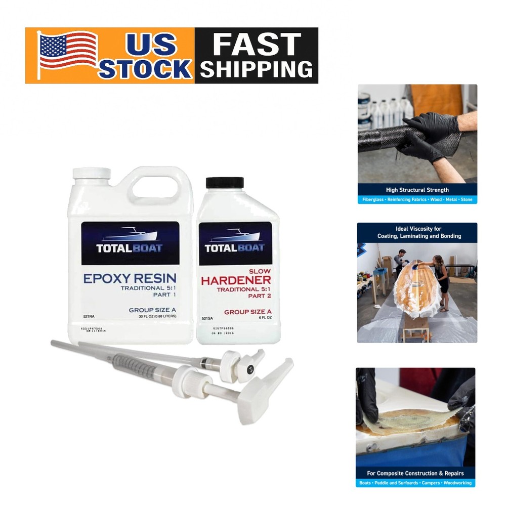5:1 Marine Epoxy Resin Kit with Pumps for Easy Application and Repairs