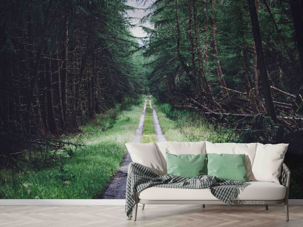 3D Pine Forest Path Landscape Wall Murals Wallpaper Murals Wall Sticker