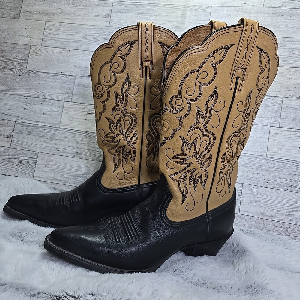 Ariat Heritage Leather Cowboy Boots Women 5.5 B Western 15781 Cowgirl Brown Tan