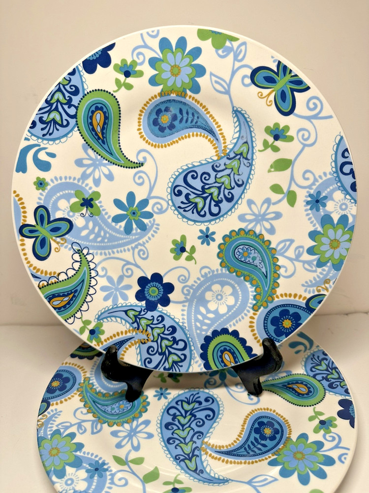 Royal Norfolk Dinner Plate Blue Green Paisley Butterfly Floral 10