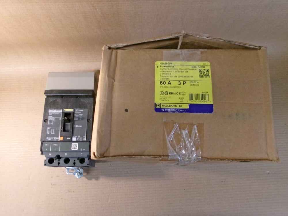 New Square D HJA36060  3 Pole 60Amp 600V Circuit Breaker NOB