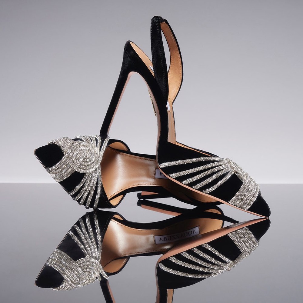 Aquazzura Satin Pointy High Heel Sandals for Women