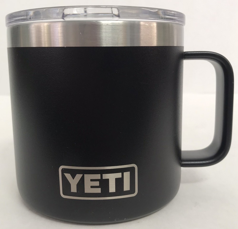 YETI Rambler Insulated Black Stainless Steel 14oz Coffee Mug w/Lid