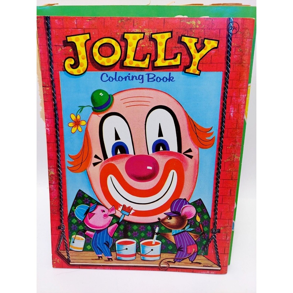 Jolly Clown Coloring Book Unused Vintage Mister Moose Elly Elephant Playmore