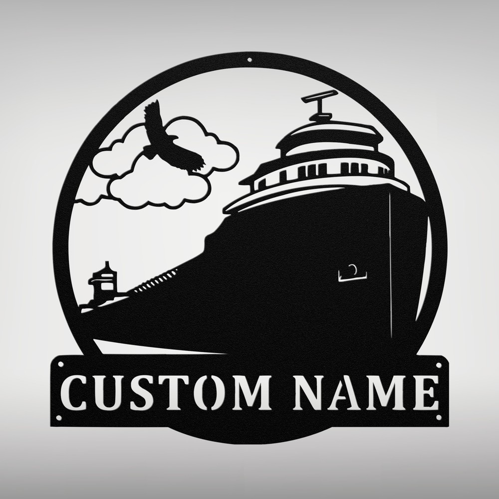Personalized Lake Freighter Ship Metal Sign Nautical Decor Gift for Boat Lovers