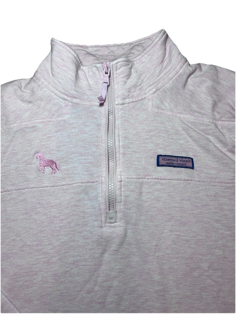 Vineyard Vines Women's Shep Shirt Sweatshirt Pink, Long Sleeve, Quarter Zip, XL