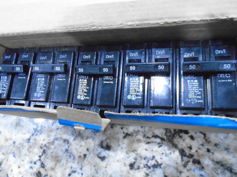 5 X Eaton Br250 Double Pole 50Amp Circuit Breaker Cutler Hammer Br250 Brand New