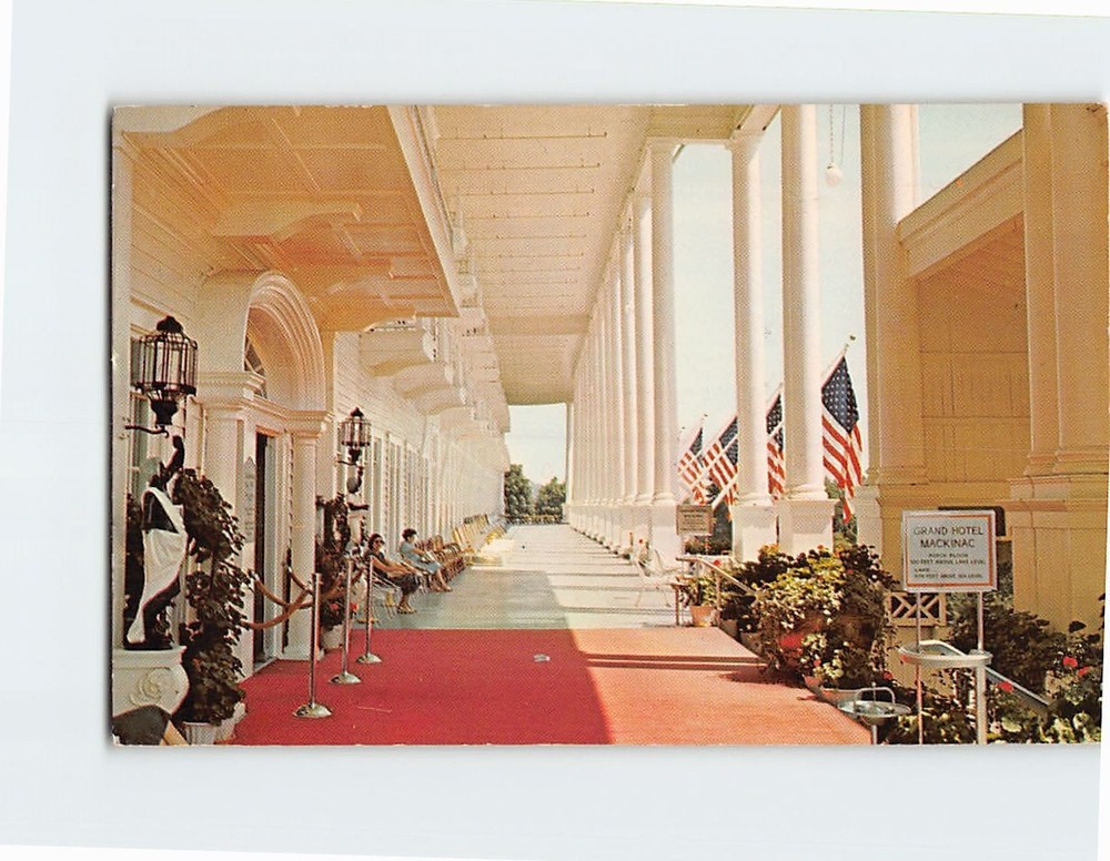 Postcard Grand Hotel Porch Mackinac Island Michigan USA